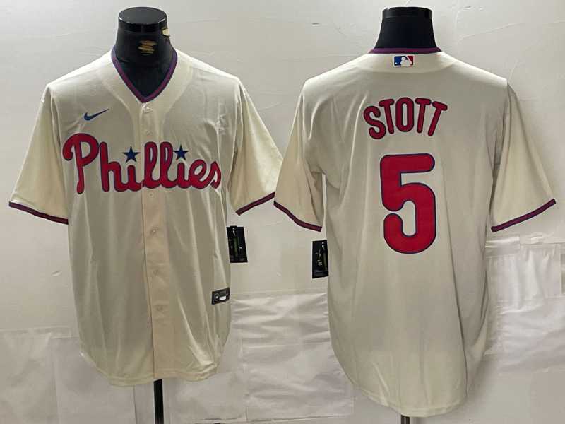 Mens Philadelphia Phillies #5 Bryson Stott Cream Cool Base Jersey->philadelphia phillies->MLB Jersey